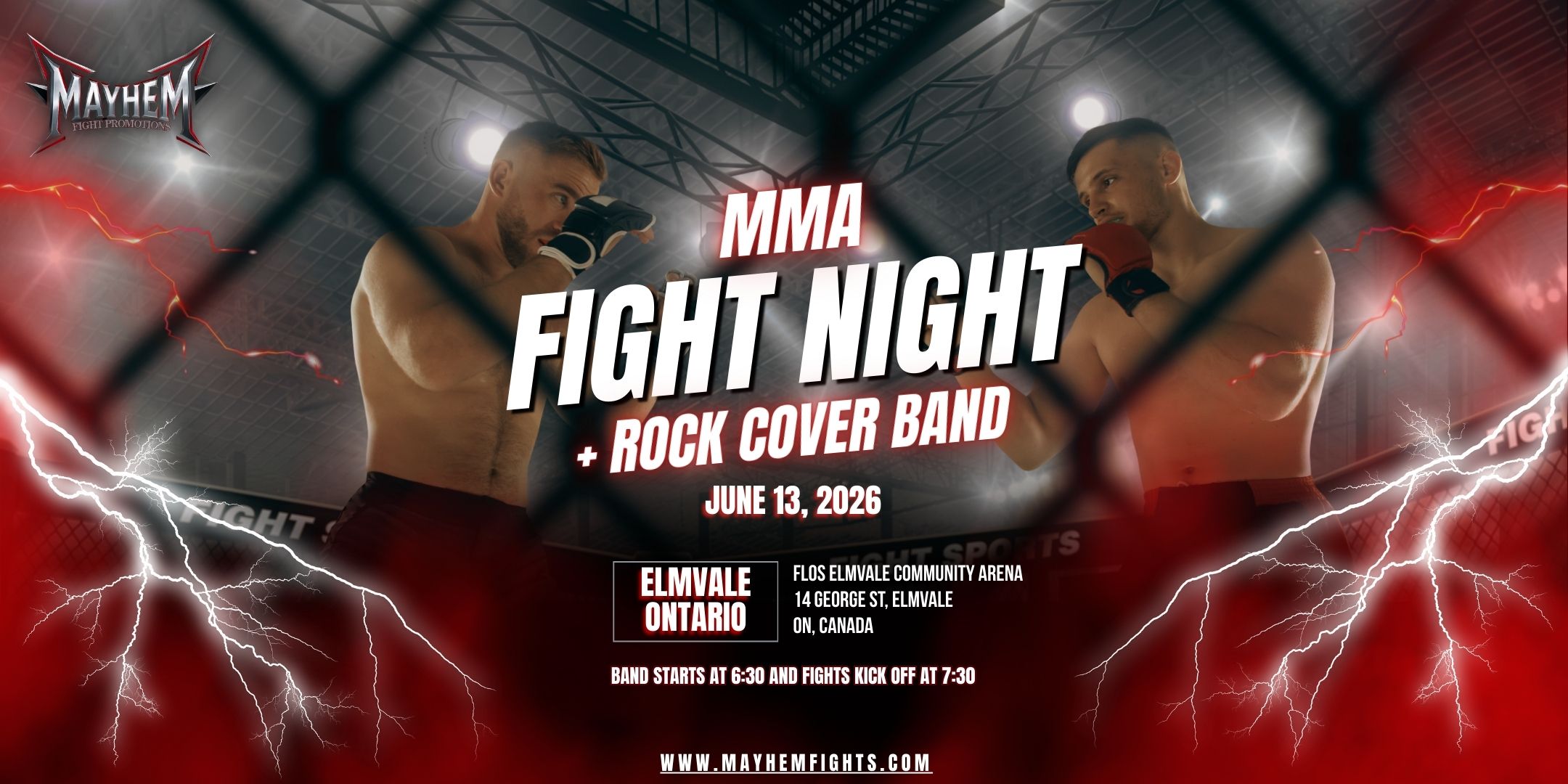 MMA Fight Night  +  Rock Cover Band Elmvale - 2 Events + DJ Until 1 AM!