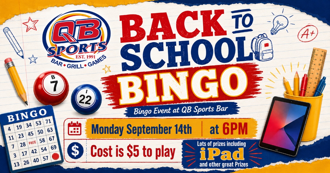 🎒 Back-to-School Bingo at QBs — Win an iPad