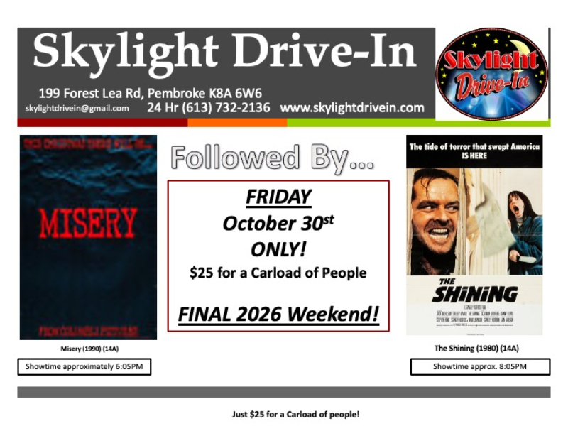 Skylight Drive-In! Misery Followed By... The Shining